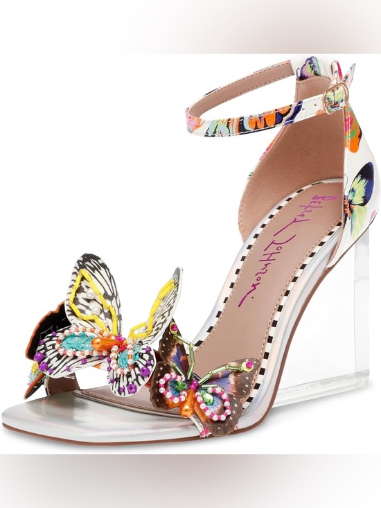 Betsey Johnson Shoes - Betsey Johnson White Multicolor Butterfly Embellished Wedge Sandals